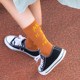 ເກົາຫຼີ Harajuku street style skateboard socks Japanese pure cotton letter mid-tube socks European and American simple long socks women's thin style