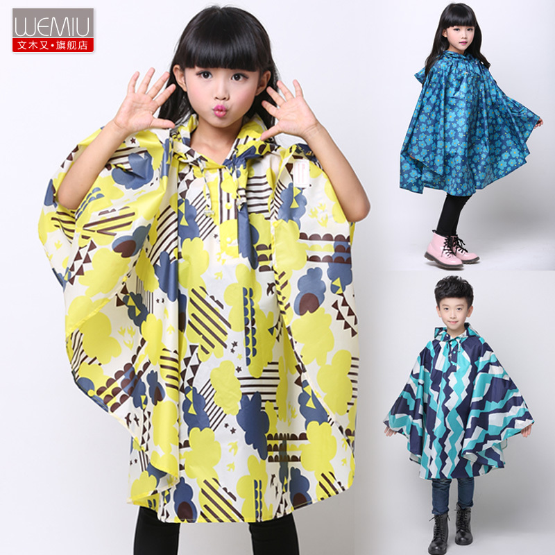 Cape-Style Children's Raincoat for Boys, Korean Version, Cute Primary School Student Rain Poncho, Waterproof Mother-Child One-Piece Raincoat, Princess Girl