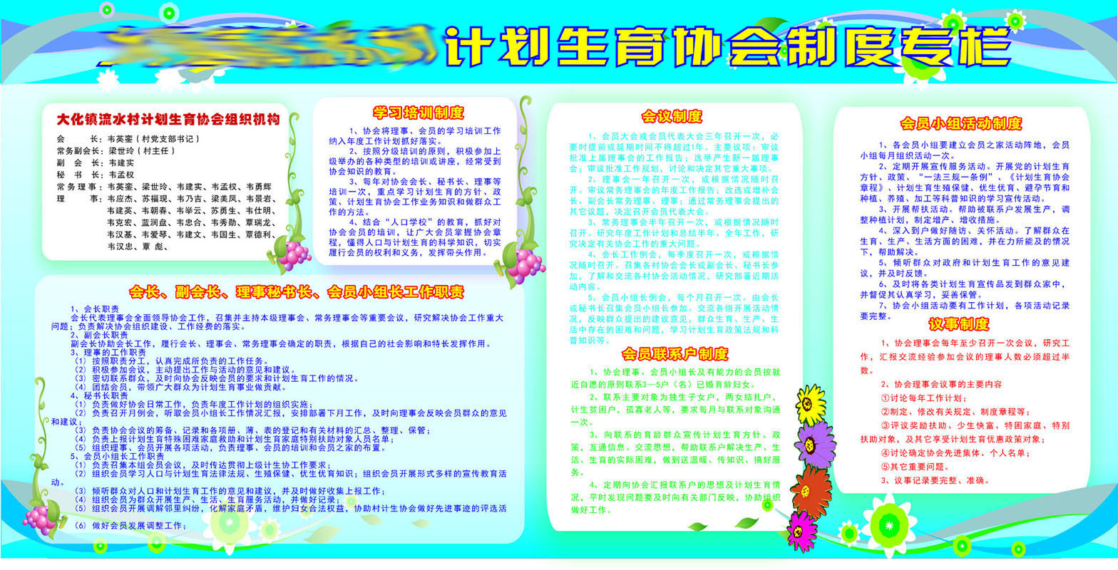 611办公装饰海报展板素材652村计划生育协会制度专栏