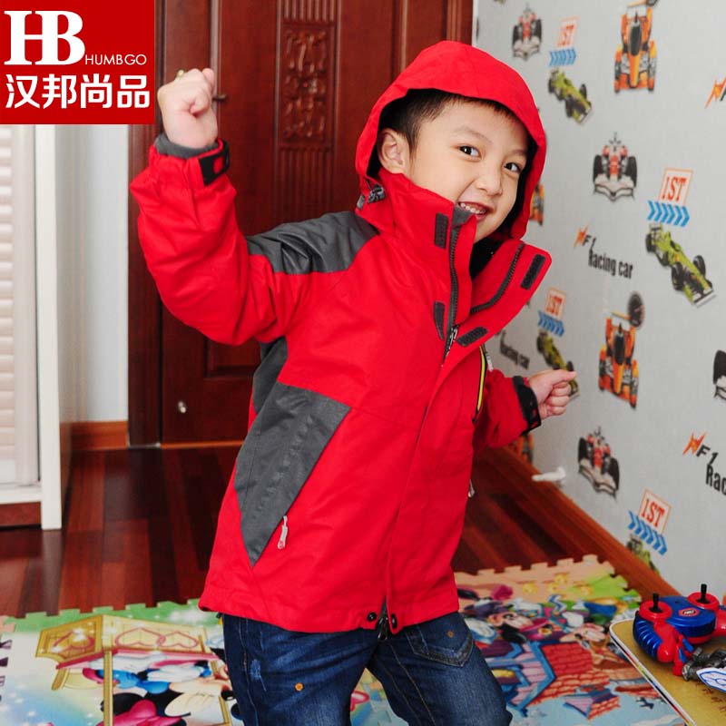 Hanbon champs male and female children outdoor three-in-one submachine clothes two sets of flush vanguard suits waterproof windproof and warm 