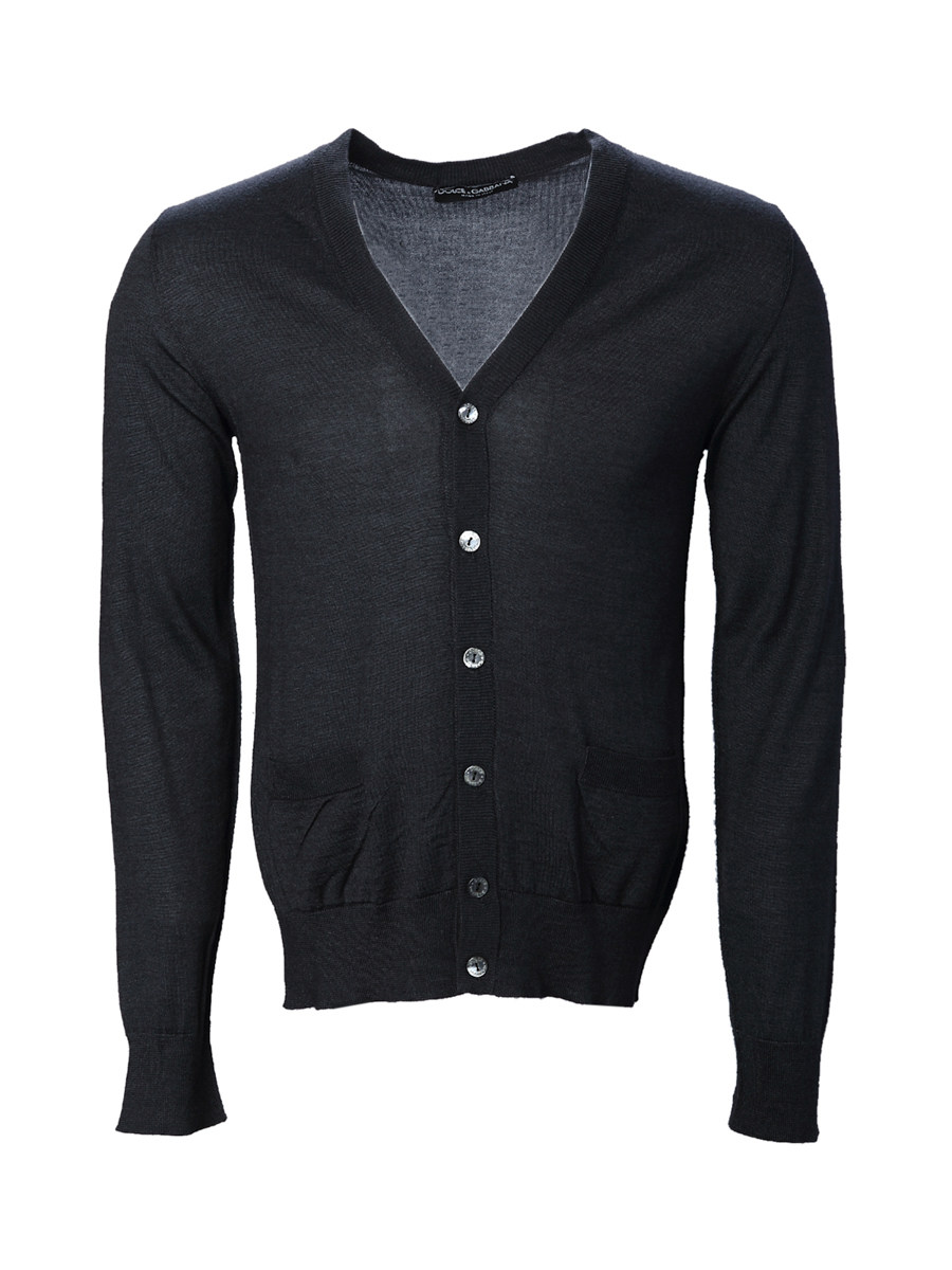 Dolce&Gabbana 黑色V字领长袖针织开衫
