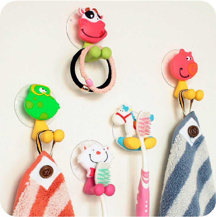 Creative cute cartoon family strong suction toothpaste frame style optional cartoon toothbrush frame