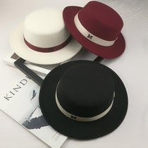 British hat retro fedora hat wide eaves flat top hat Korean version of Joker autumn and winter hat tide sun hat felt hat