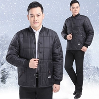 Áo khoác cotton nam trung niên giản dị cỡ lớn xuống cotton lót ông già áo khoác cotton bố dày mùa đông áo khoác hoodie nam