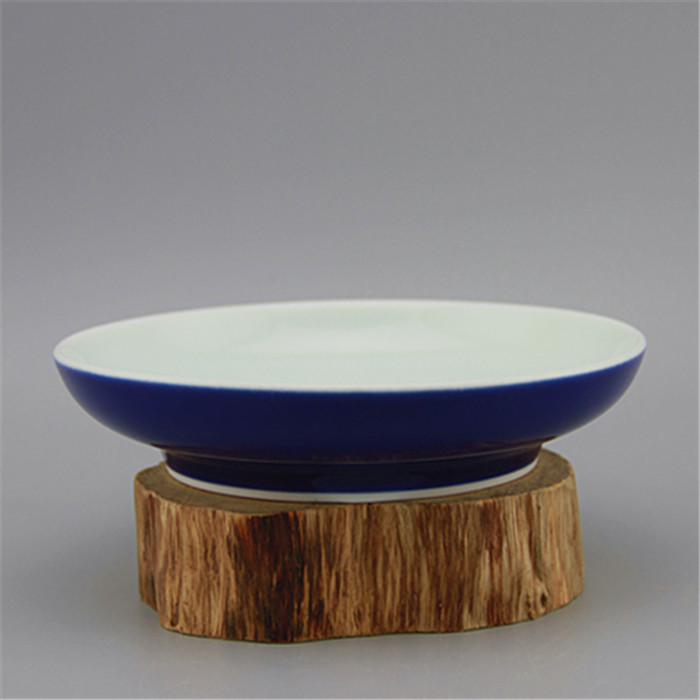 Shanghai Museum Fallen Monochrome Treasure Stone Blue Glazed Dish Porcelain Pans Antique Porcelain Ancient Play Antique Pendulum