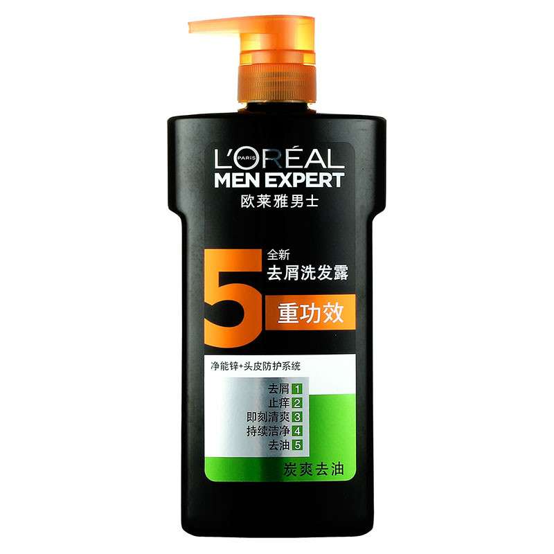 【天猫超市】欧莱雅男士洗发水炭爽去油去屑洗发露700ml清爽型