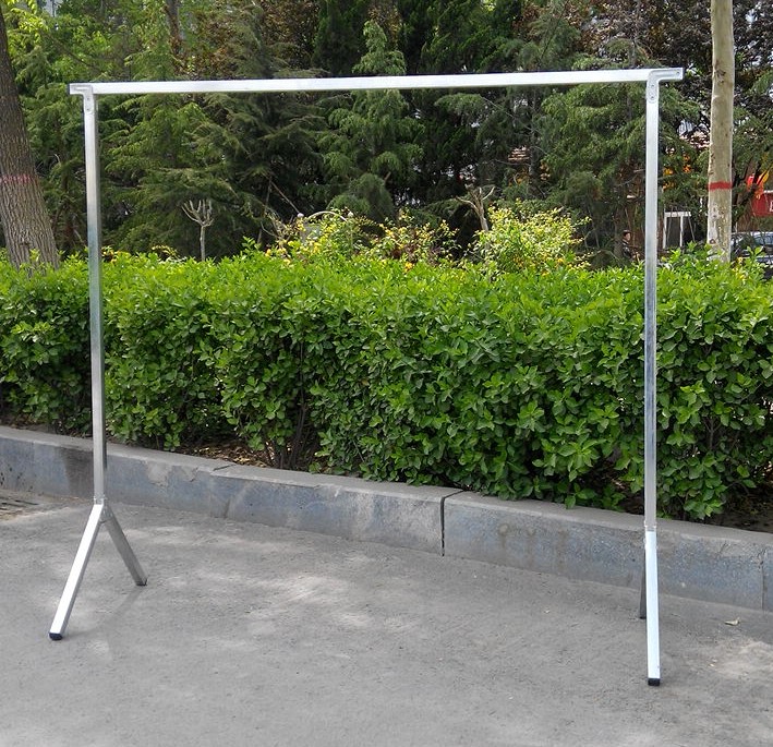 Galvanized pipe floor folding stainless steel horizontal bar simple drying rack single pole drying rack night market stall shelf