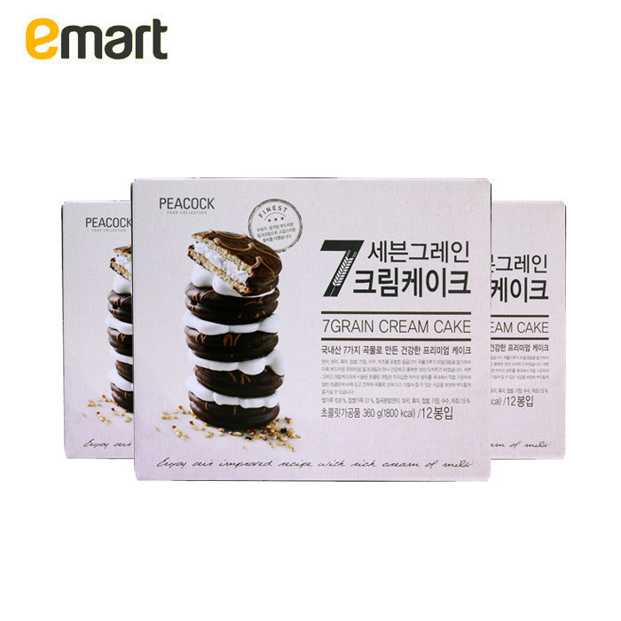 EMART易买得 韩国进口Peacock七谷杂粮巧克力派360g*3(12袋/盒)