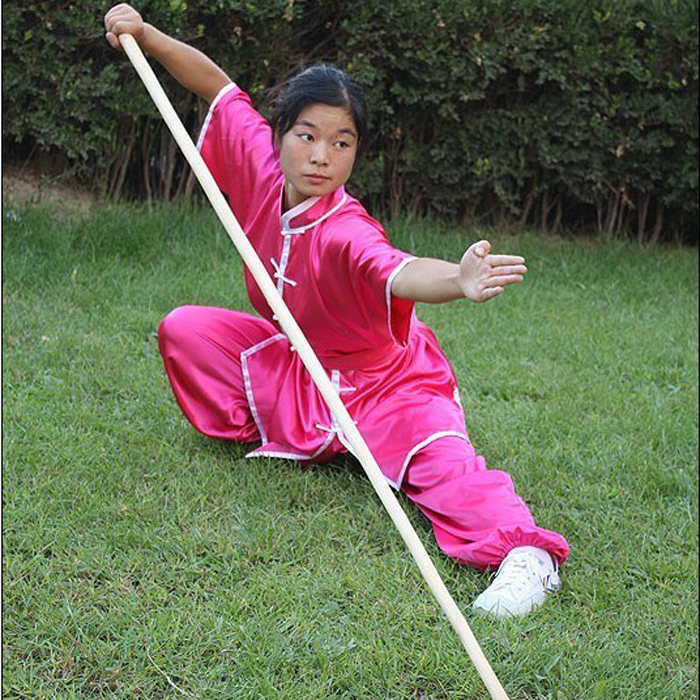 White wax rod martial art stick traditional with yellow leather white Rawbar with short long stick finish as thick as two ends