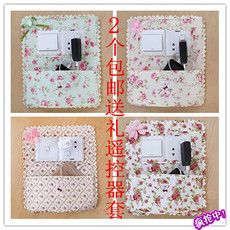 Декор для выключателя 开关贴布艺保护套 双开带兜插座保护罩 双排开关保护套