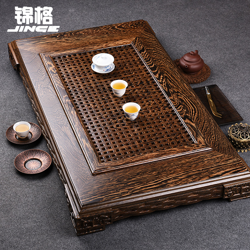 Brocade Chicken Wings Wood Tea Pan Drain Type Special Solid Wood Tea Seigong Fu Tea With Sandalwood Red Wood Tea Table Tea Dei