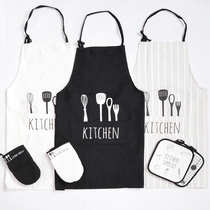 SwanLace selection of Nordic black and white color cuttings cooking kitchenware illustration pattern insulated cotton glove apron