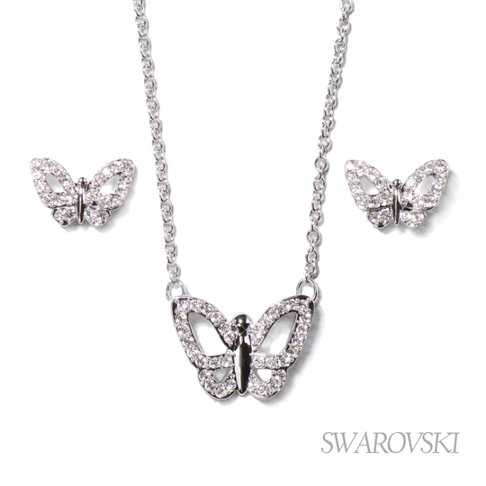 SWAROVSKI施華洛世奇 Cinderella Butterfly 蝴蝶项链+耳钉