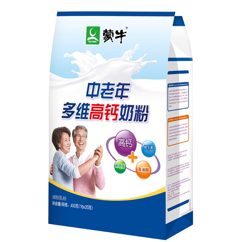 【天猫超市】蒙牛 成人奶粉 中老年多维高钙奶粉 400g/袋 高钙