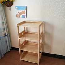 Pine Wood Shelving Ground Shelf Solid Wood Microwave Oven Shelf Multilayer Waterproof containing 45 layers of additive universal wheels