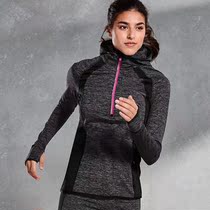 Outer single German women autumn and winter outdoor fitness hooded pullover inner velvet sports sweater half zipper running shirt S794