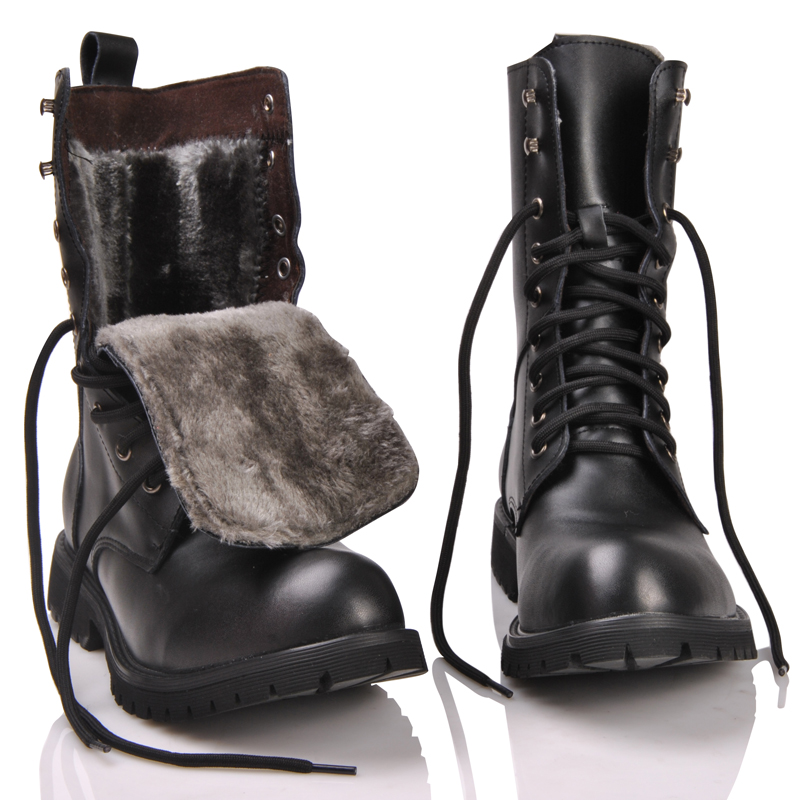 Martin boots men's winter plus velvet high-top cotton shoes men's tooling leather boots genuine leather outdoor warm snow motorcycle boots