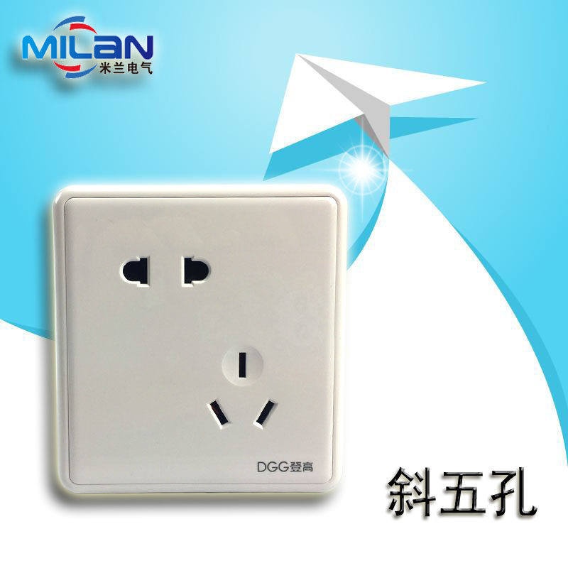 Climb electrician D1 series 86 socket panel two or three plug oblique five-eye power dislocation five-hole socket blabet