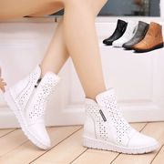 Booties nữ phẳng mùa xuân và mùa hè 2018 new hollow nữ khởi động giản dị dép rỗng da mềm mại dưới giày nữ