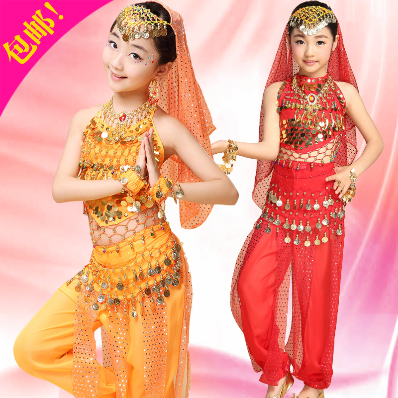 Children's belly dance costumes perform children's belly dance with suit Indian dance costumes female children-Taobao
