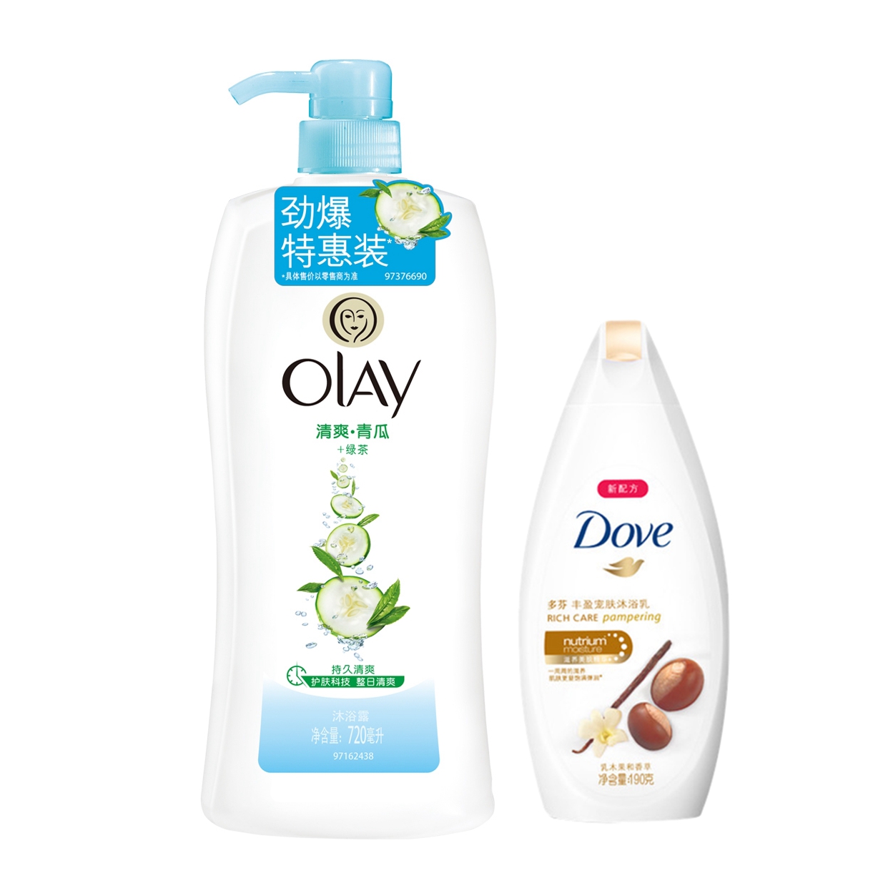 包邮 Olay/玉兰油美肌水嫩清爽沐浴露720ml 送多芬190ml 正品