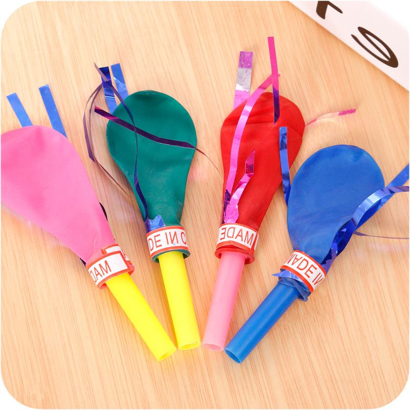Whistle balloon gold wire whistle balloon Children's sound toy blowing balloon baby birthday party supplies