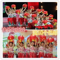 Silk cloth red long South winter melon brushed folding advertising lantern national day childrens dance dance performance lantern props