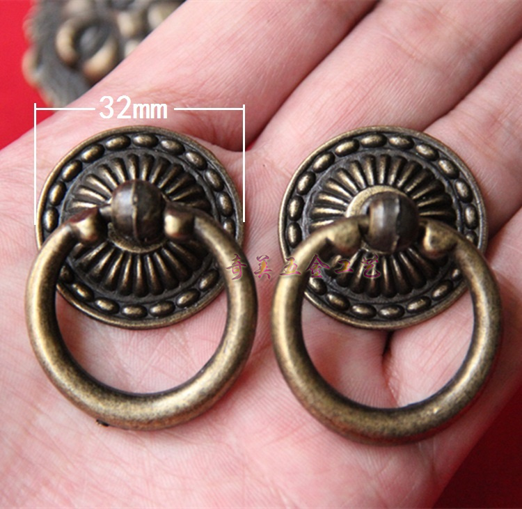 Overall cupboard door handle Home innate buckle imitation ancient cirque carrying hand wardrobe drawer handle wine cabinet wood case with carrying button