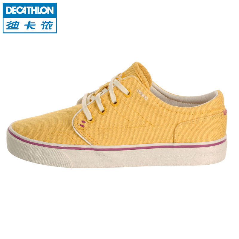 迪卡侬 板鞋女 春季学生系带透气低帮休闲平底帆布鞋滑板鞋 OXELO