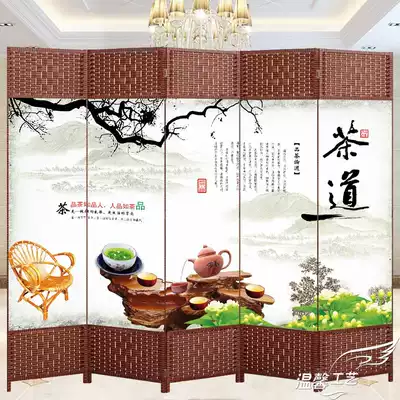 Mobile screen Office partition wall Hotel decoration entrance Living room teahouse solid wood fabric modern simple folding screen