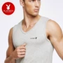 Playboy vest nam cotton mỏng thể thao chạm đáy áo thể dục thanh niên vest rộng vai không tay vest áo ba lỗ nữ ngắn