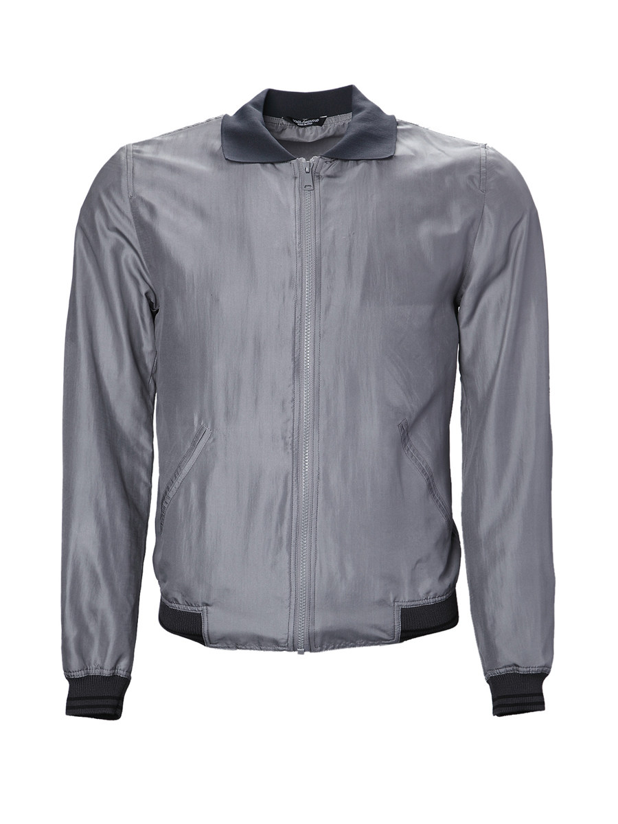 Dolce&Gabbana 烟灰色翻领拉链饰修身外套