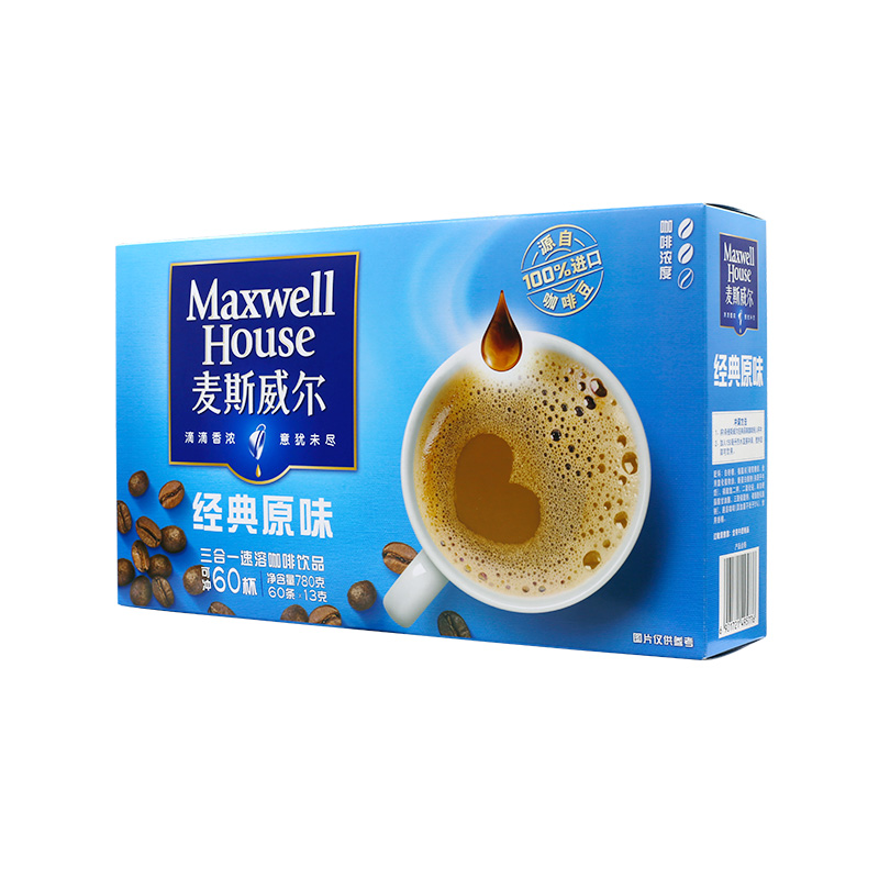 【天猫超市】 麦斯威尔咖啡原味三合一60条大包装780g