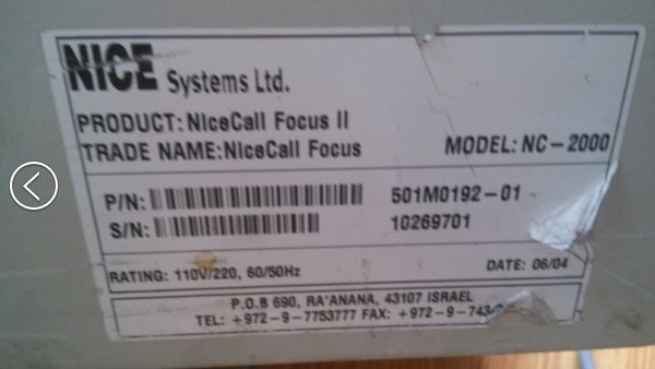 Nice Call Focus II NC-2000 NICAASLLL FOCUS 501M0192-01 Spot