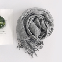 AI linen scarf oversized shawl literary Japanese autumn and winter natural skin-friendly cotton linen female Korean version of versatile dual use