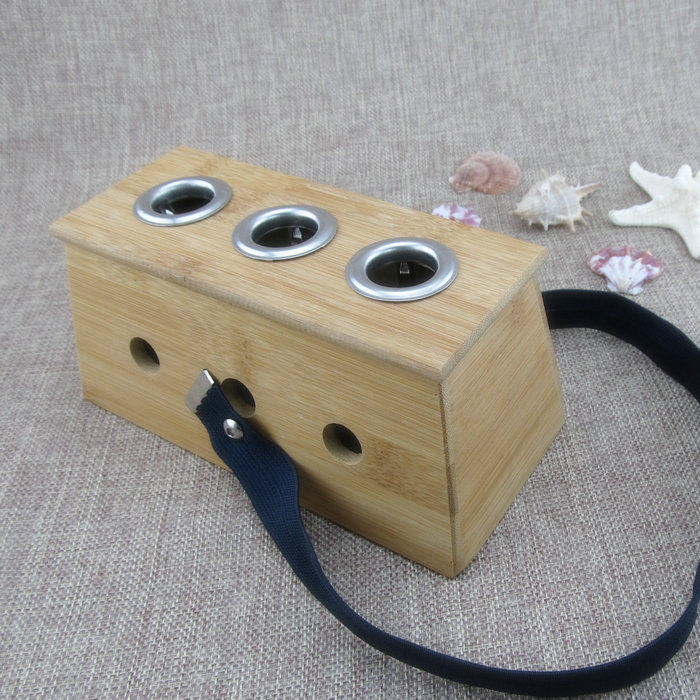 Special offer Nanyang bamboo three-hole moxibustion box 3 eyes moxa box moxibustion appliance warm moxibustion device moxibustion rack mugwort box