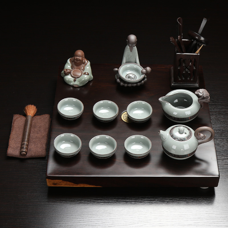 Xin arts margin of tea tea consolidation piece of ebony tea tray of a complete set of ceramic tea set kung fu tea set