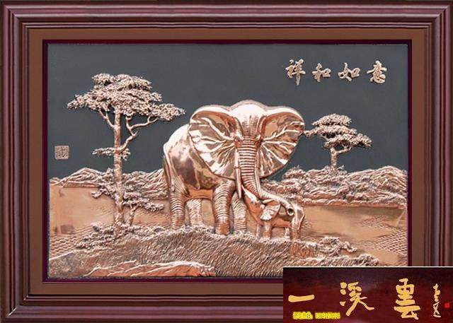 Copper relief painting (Xianhe Ruyi) copper murals) craft paintings) copper ornaments) living room decoration paintings) factory direct sales