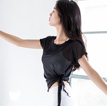 Net gauze fitness blouse running quick dry short sleeve sports T-shirt female yoga top light and thin breathable wave curl summer