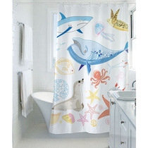 Nordic modern children cartoon thickened waterproof and mildew-proof polyester shower curtain partition curtain bathroom kitchen curtain curtain