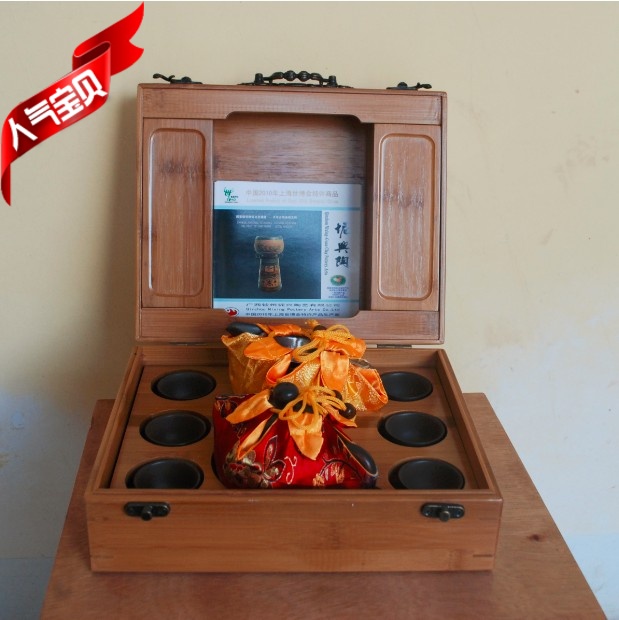 Guangxi Qinzhou Nixing pottery tea set Qinzhou Gu'an Pottery bamboo box tea set 8 pieces (factory direct sales)