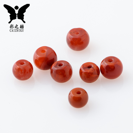 天然玛瑙南红隔珠鼓珠散珠金刚星月菩提根手串珠子配件三通配饰