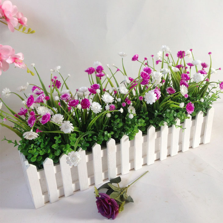 Simulation of green plants, flowers, fake flowers, plastic flowers, desktop partition, placement of floral art, corner blocking, fence flowers