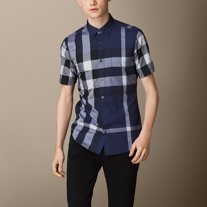 Burberry博柏利  男士分解格子棉质衬衫 38912271