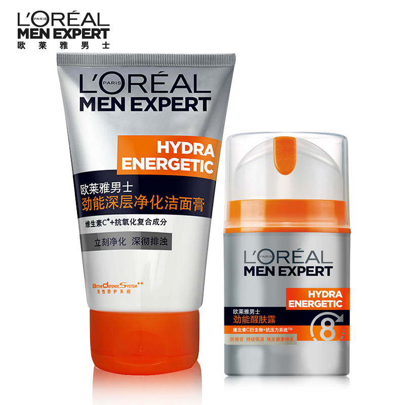 【天猫超市】L＇oreal/欧莱雅男士劲能深层洁面膏+劲能醒肤露套装