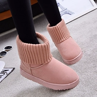 Mùa đông 2018 mới của các cô gái Hàn Quốc len tuyết ủng hai mang màu hồng ngọt ngào giày boot nữ cổ thấp