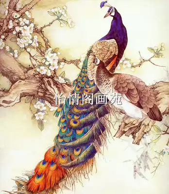 The fine line drawing papers Peacock fig White miao gao landscape painting flower-and-bird painting living room drawings physical 105