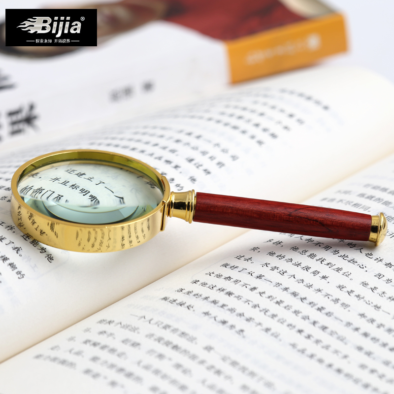 BIJIA exquisite wooden handle 10x reading magnifying glass 60mm caliber good choice for the elderly