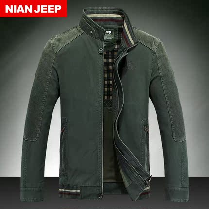 NIANJEEP/吉普盾2015秋装新款中年夹克男工装纯棉夹克衫宽松男装