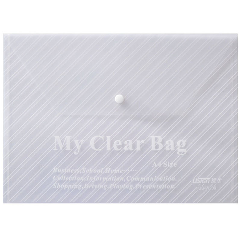 Yuansheng US-W209 Transparent snap document bag A4 information bag Buckle bag Button bag File bag 12 packs